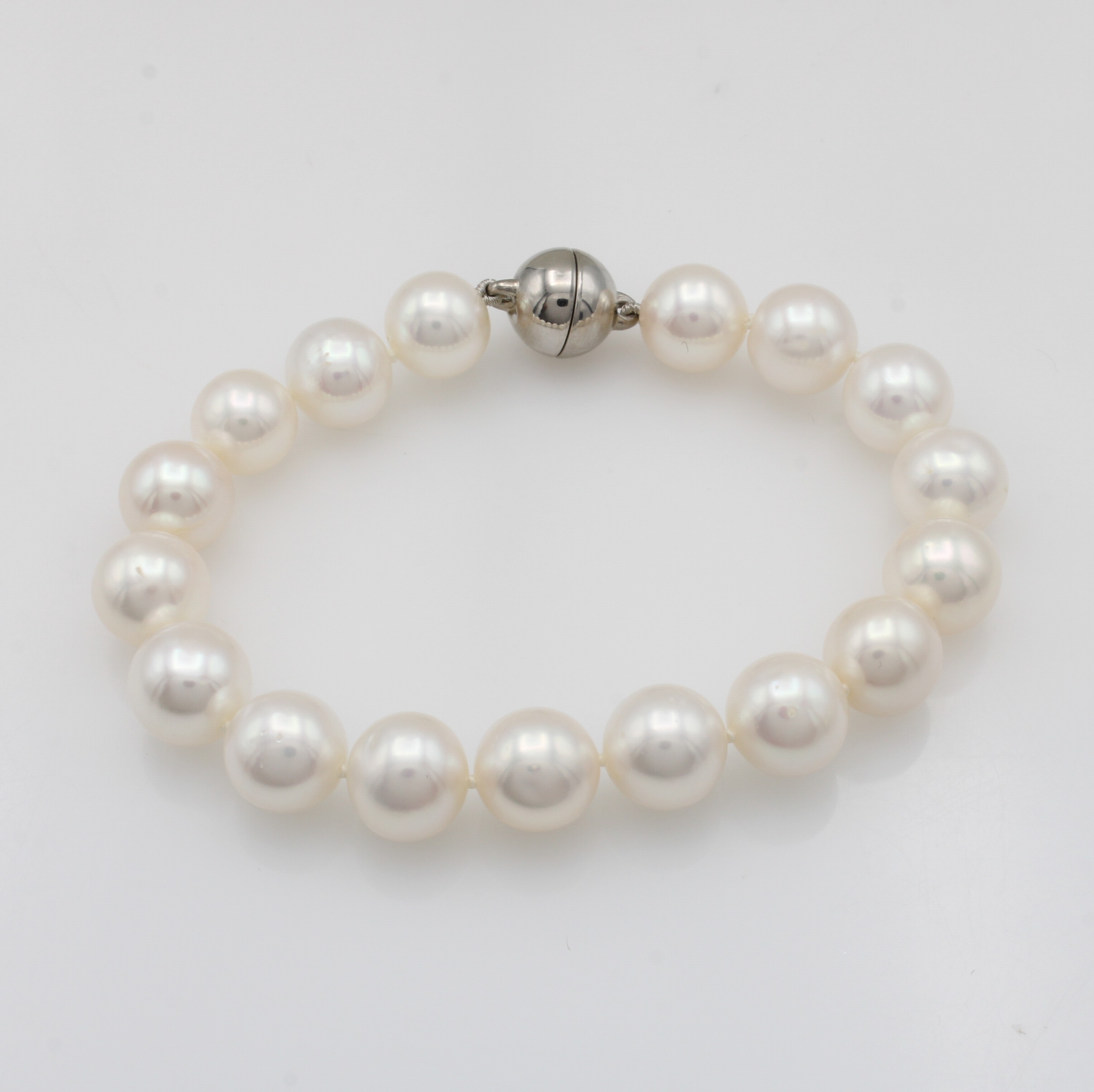 Image 27166595 - Süßwasserzuchtperlenarmband, Magnetschl. 925er Silber, weiße Perlen ca. 10 mm, L. ca. ...