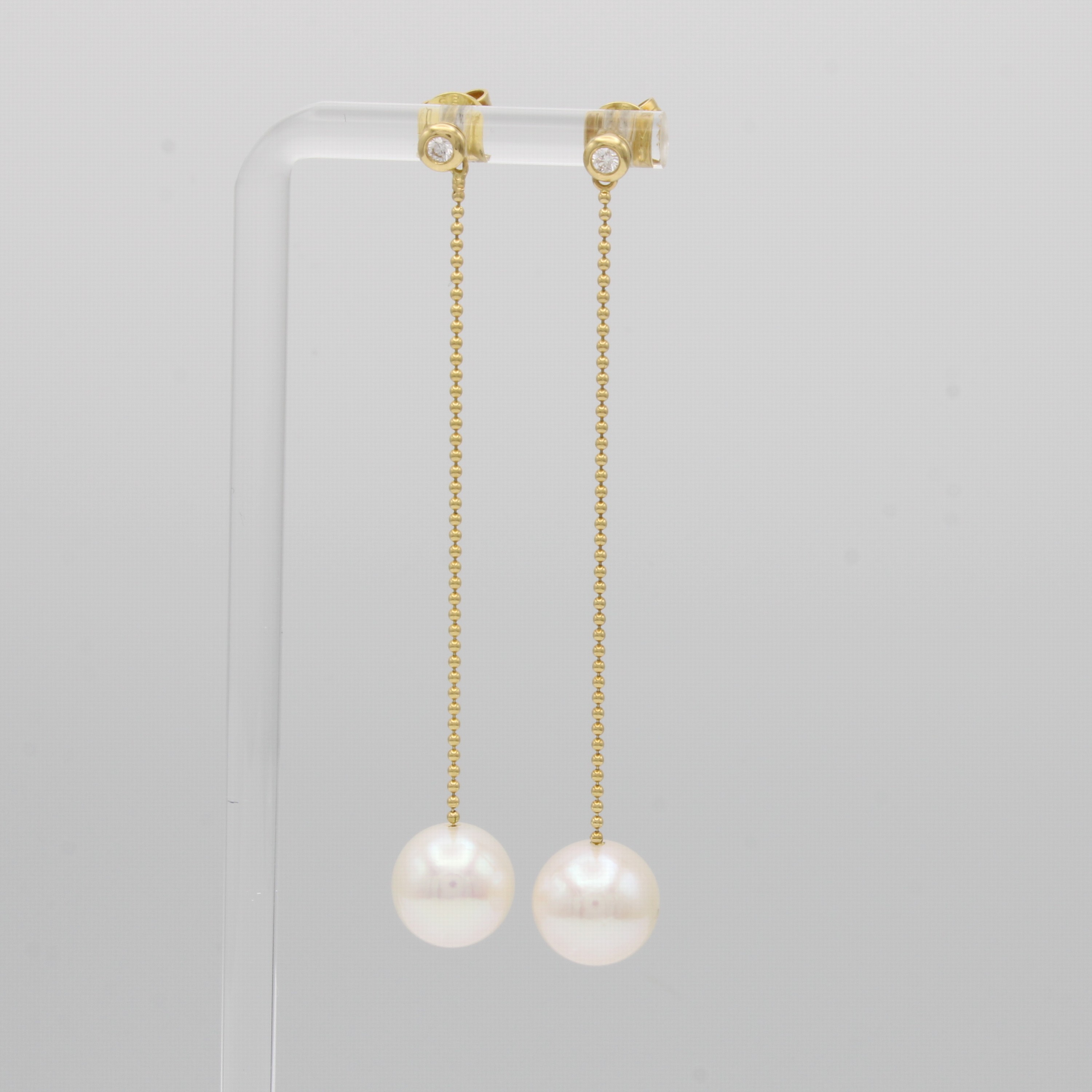 Image 27166775 - Paar Ohrstecker mit Süßwasserzuchtperlen und Brillanten, GG 750/000, Kugelketten als ...