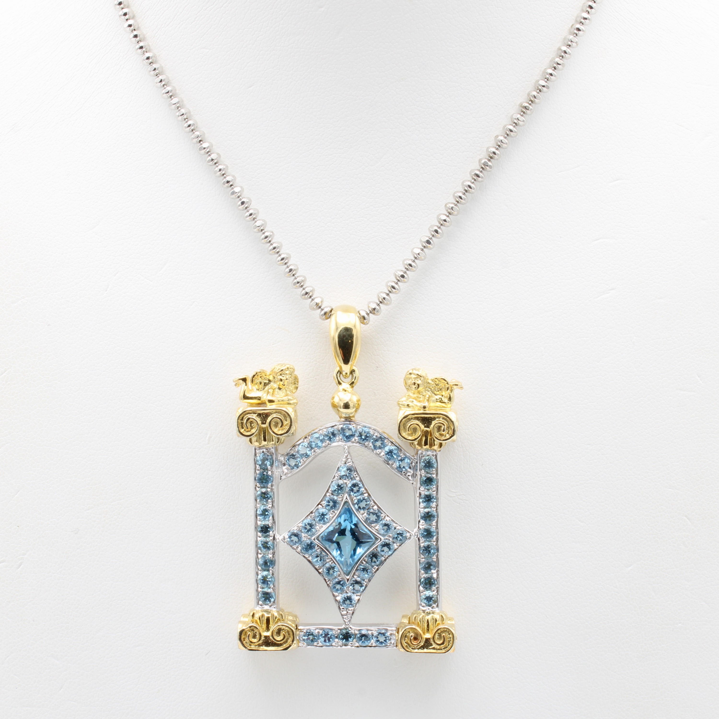 Image 27167705 - Anhänger mit Topasen ´Säulenengel´, 925er Silber verg., Topase zus. ca.7 ct(beh), an ...