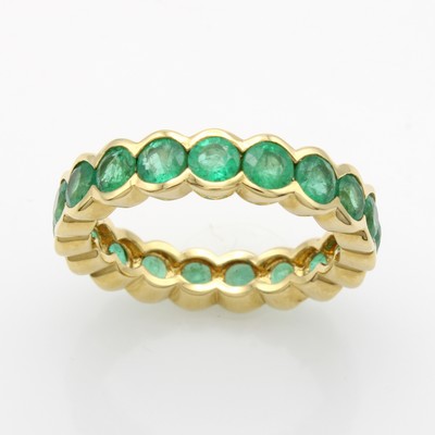 Image Memoryring mit Smaragden, GG 750/000, Schiene rundum bes. m. Smaragden zus. ca. 3.08 ct, ...