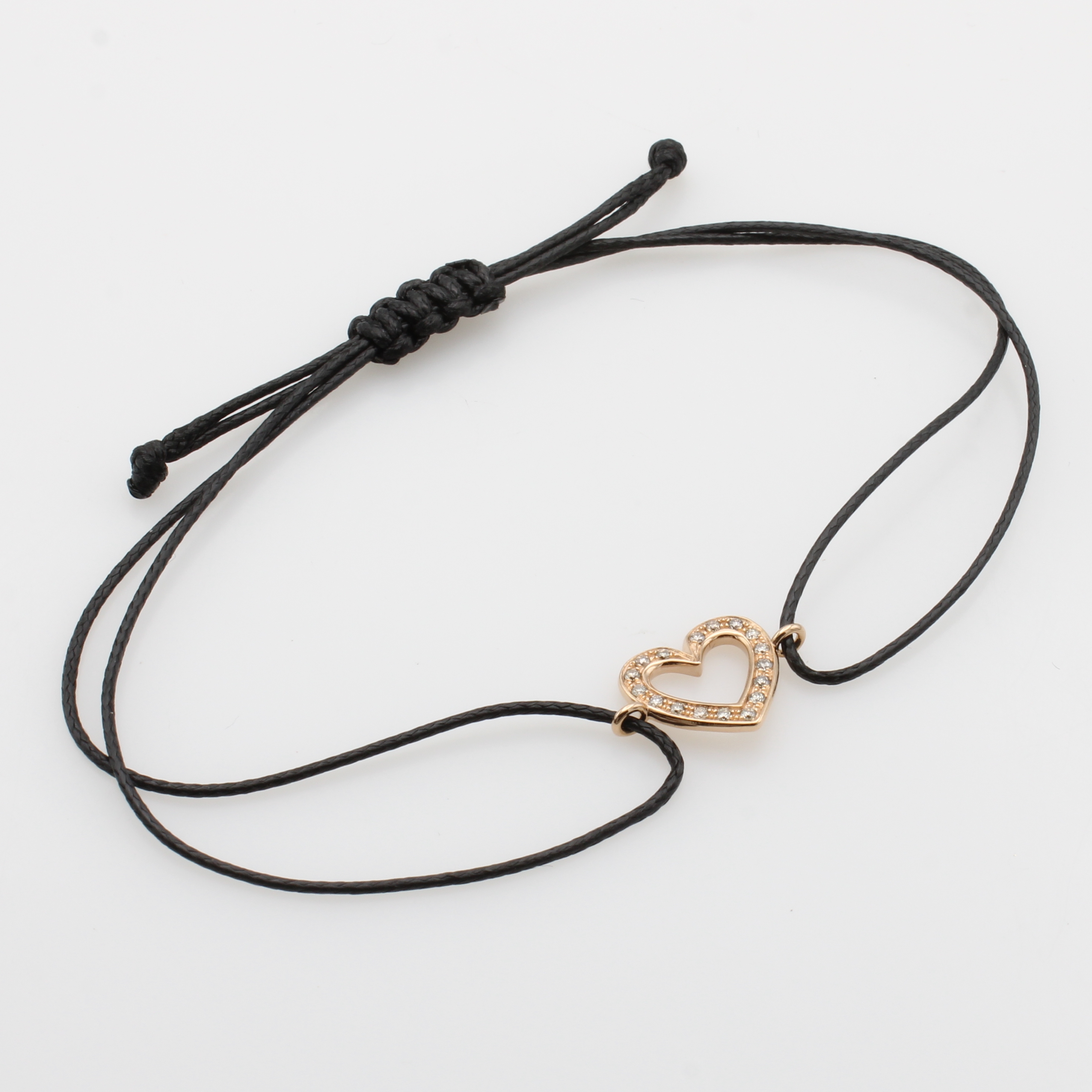 Image 27167938 - Stoffarmband ´Herz´ mit Brillanten, RG 750/ 000, Brill. zus. ca. 0.14 ct Braun/si, L. ...