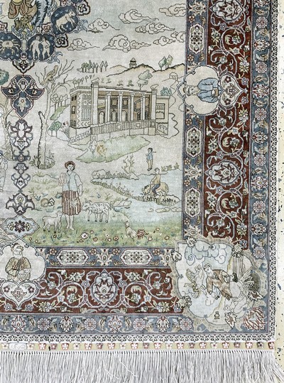 27168743g - Hereke Seide fein, China, Ende 20.Jhd, reine Naturseide, ca. 140 x 95 cm, ca. 1,0 Mio. ...