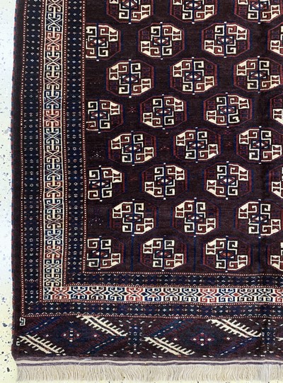 27169043b - Yomud fein alt, Turkmenistan, Anfang 20.Jhd, Wolle auf Wolle, ca. 235 x 157 cm, EHZ: 2 ...