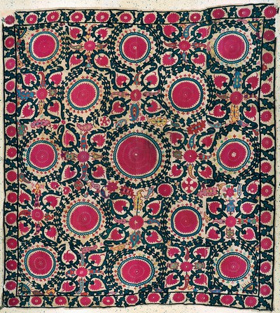 Image Tashkent-Suzani antique, Uzbekistan, 19th century, silk embroidery on cotton fabric made ...