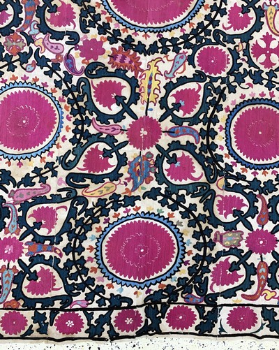 27169063b - Taschkent-Susani antik, Usbekistan, 19.Jhd,Seidenstickerei auf Baumwollgewebe aus 8 ...