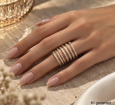 Image 7-reihiger Spiral-Memoryring mit Brillanten, GG 750/000, Brill. zus. ca. 3.41 ct feines ...
