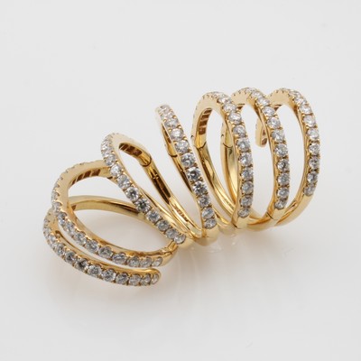 27171787a - 7-reihiger Spiral-Memoryring mit Brillanten, GG 750/000, Brill. zus. ca. 3.41 ct feines ...