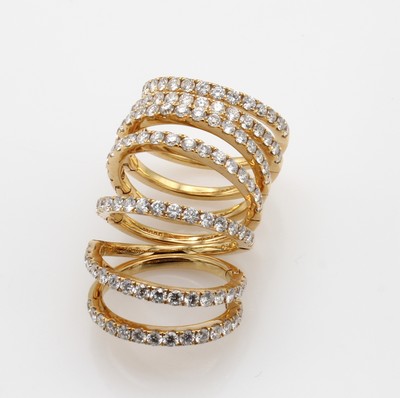 27171787b - 7-reihiger Spiral-Memoryring mit Brillanten, GG 750/000, Brill. zus. ca. 3.41 ct feines ...