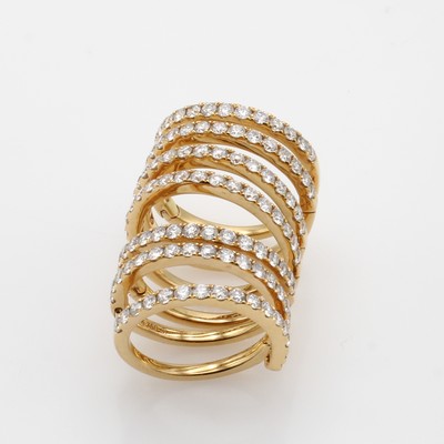 27171787c - 7-reihiger Spiral-Memoryring mit Brillanten, GG 750/000, Brill. zus. ca. 3.41 ct feines ...