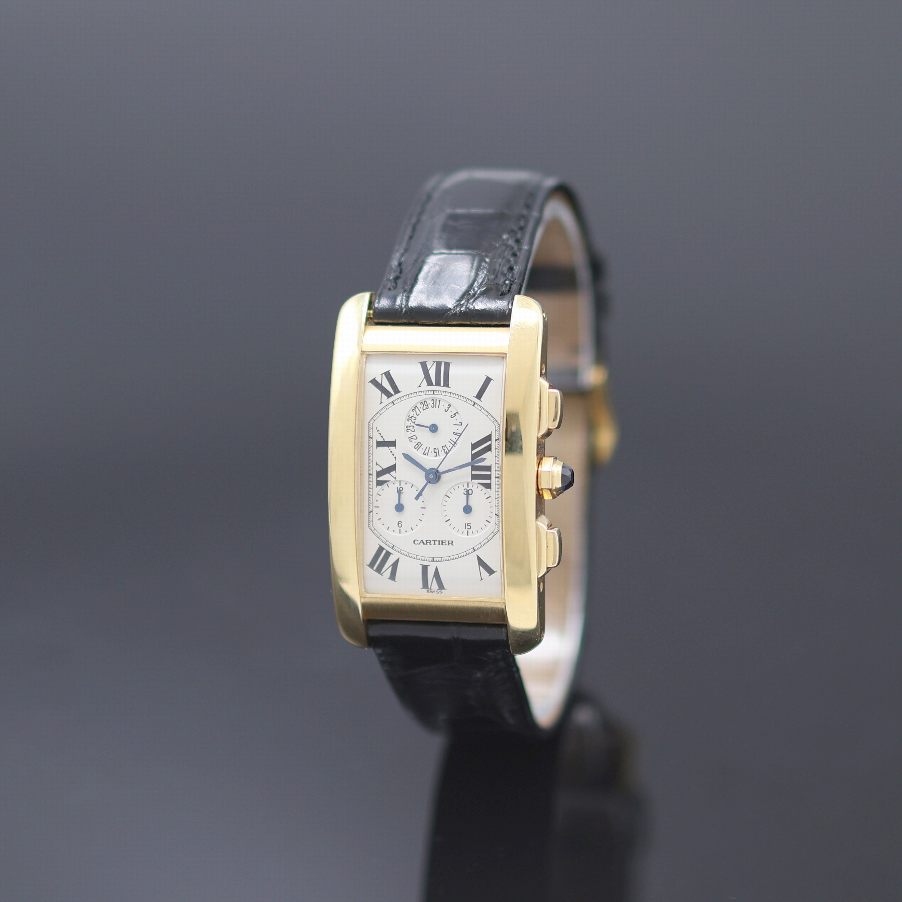 Image 27172625 - CARTIER Tank Americaine Armbandchronograph in GG 750/000 Referenz 1730, quarz, großes ...