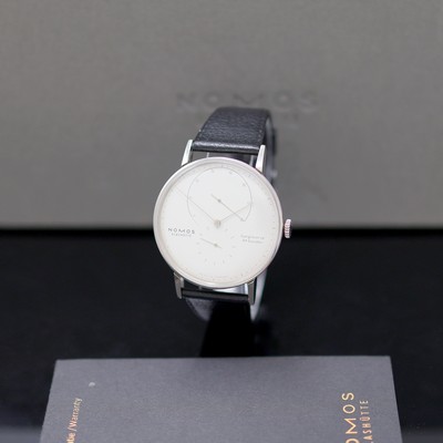 Image NOMOS GLASHÜTTE gents wristwatch Lambda 49 in white gold 18k reference 931, manual ...