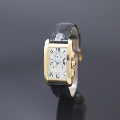 Image CARTIER Tank Americaine chronograph in 18k yellow gold reference 1730, quartz, large ...