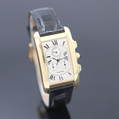 27172625b - CARTIER Tank Americaine Armbandchronograph in GG 750/000 Referenz 1730, quarz, großes ...