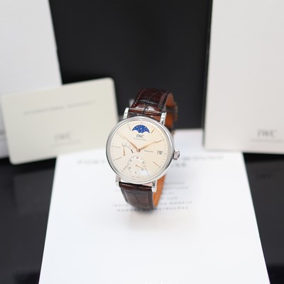 Image IWC Portofino Hand-Wound Moon Phase big gents wristwatch reference IW516401, manual ...