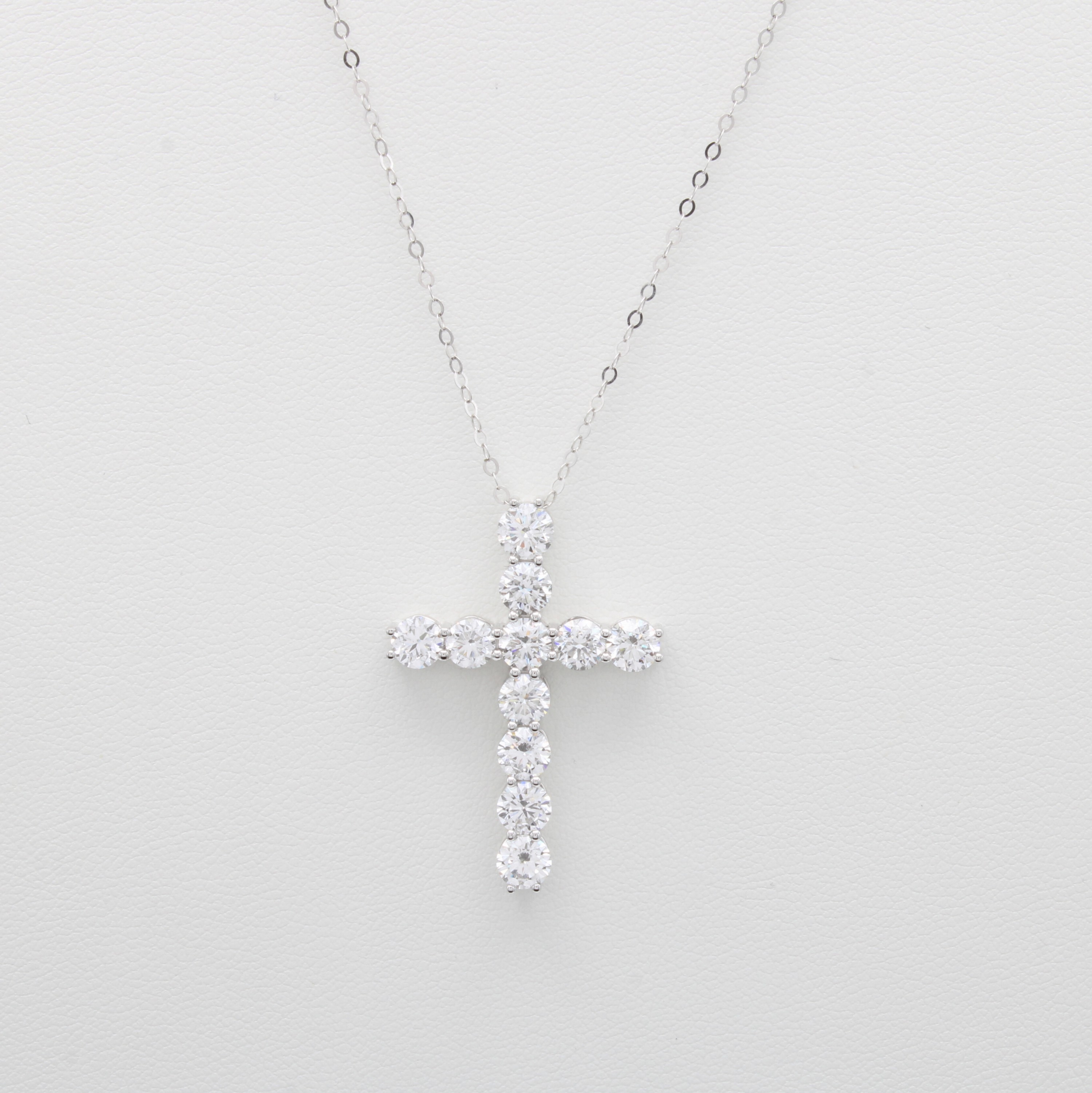 Image 27175258 - Kreuzanhänger mit Brillanten an Kette, WG 750/000, 11 Brill. zus. ca. 3.45 ct (grav.) ...