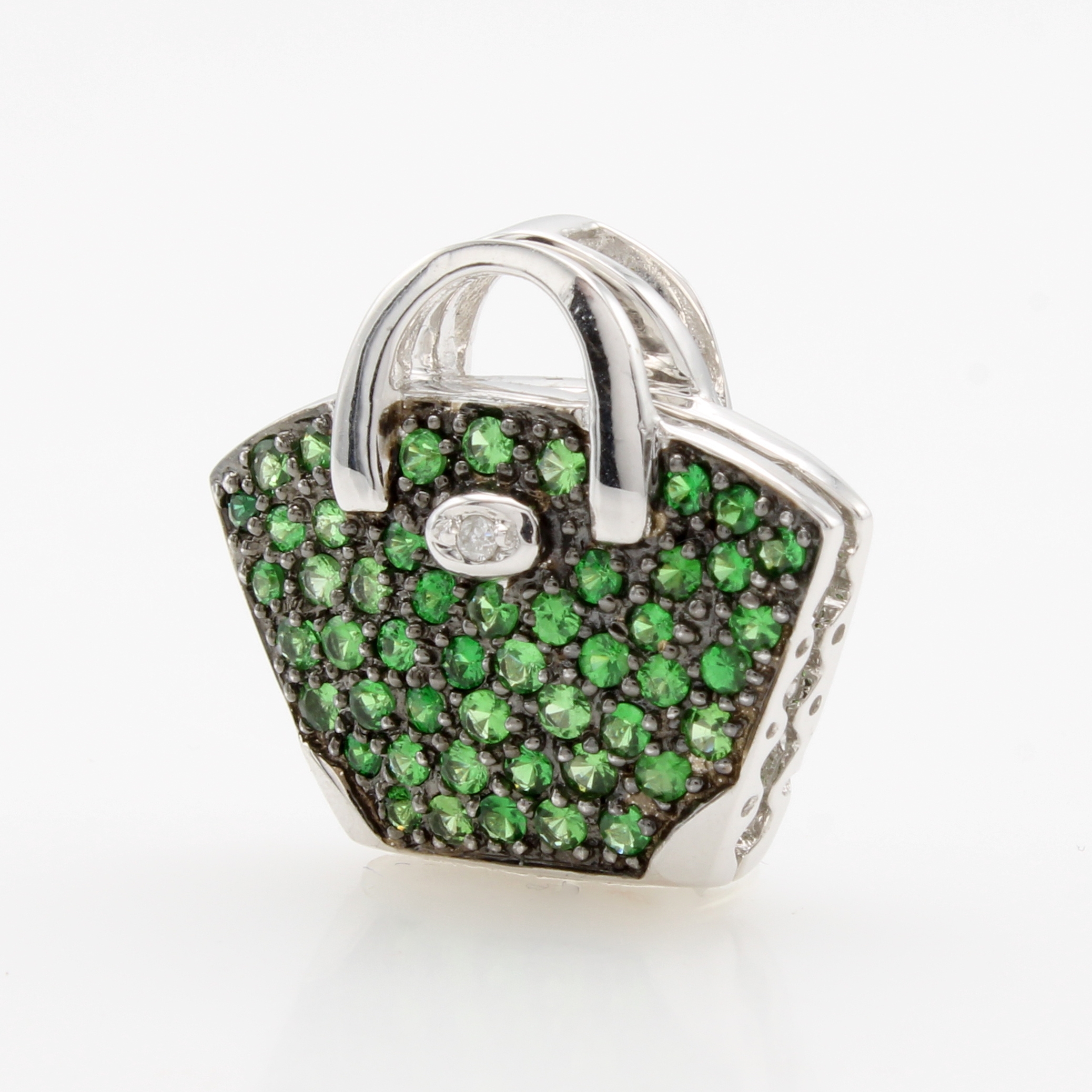 Image 27177711 - Anhänger ´Tasche´ mit Tsavoriten und Brillant, WG 750/000, Tsavorite zus. ca. 0.62 ct, ...