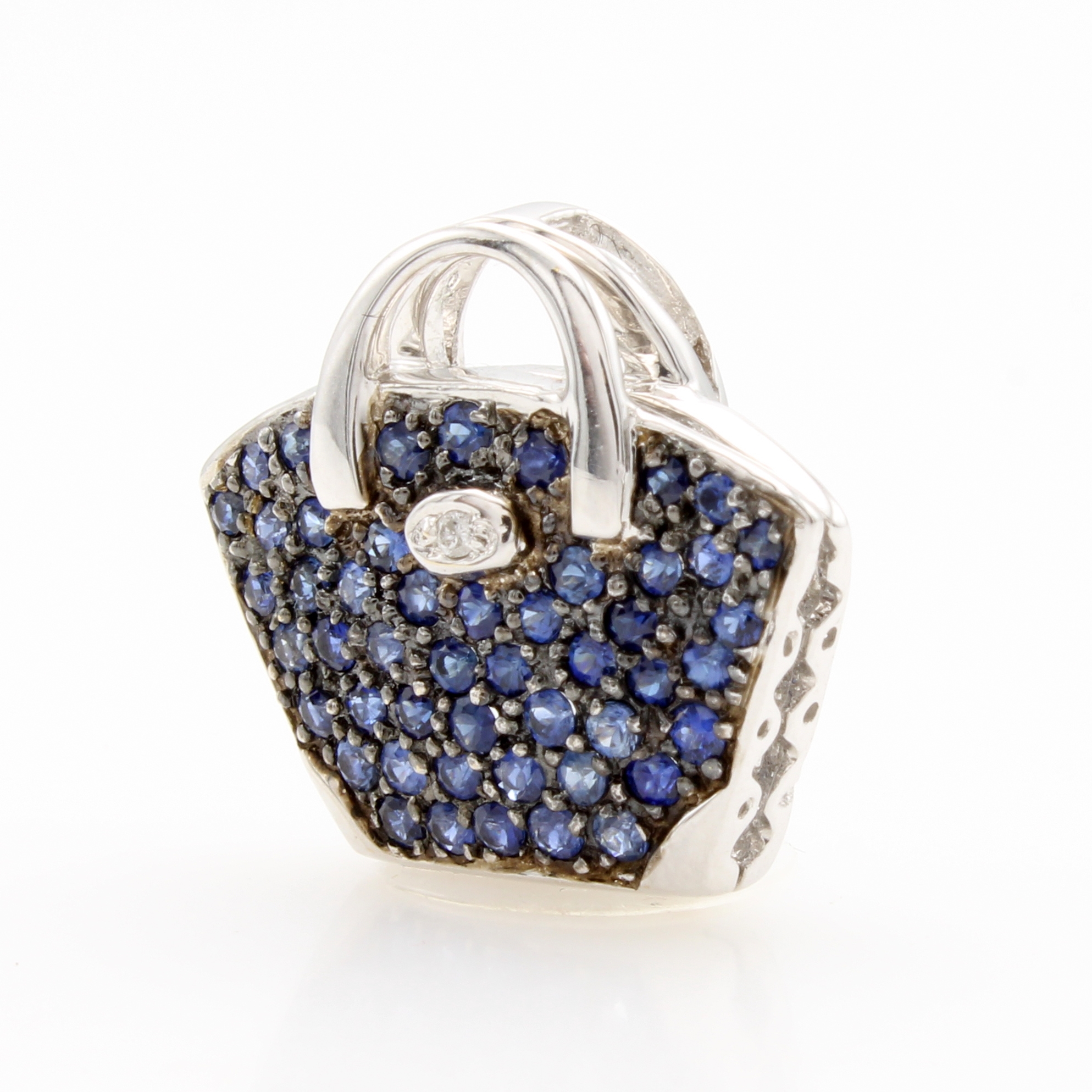 Image 27177712 - Anhänger ´Tasche´ mit Saphiren und Brillant, WG 750/000, blaue Saphire zus. ca. 0.84 ...