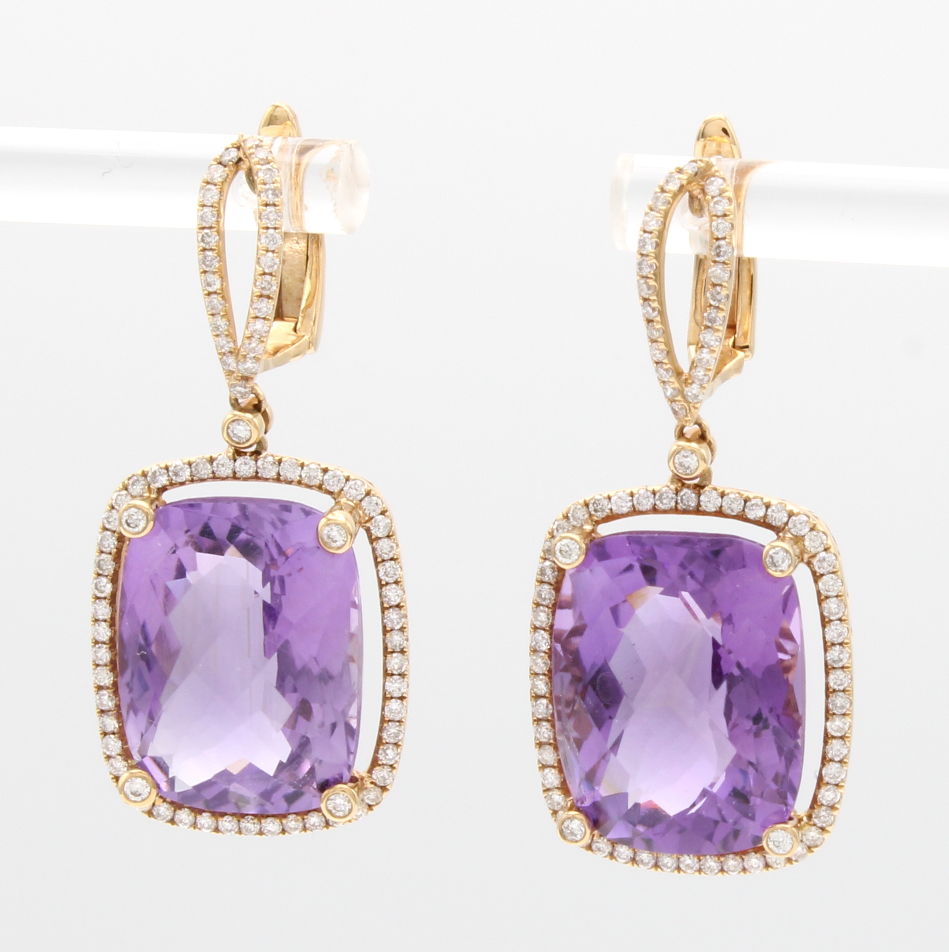 Image 27177720 - Paar Ohrgehänge mit Amethysten und Brillanten, RG 750/000, Amethyste im ...