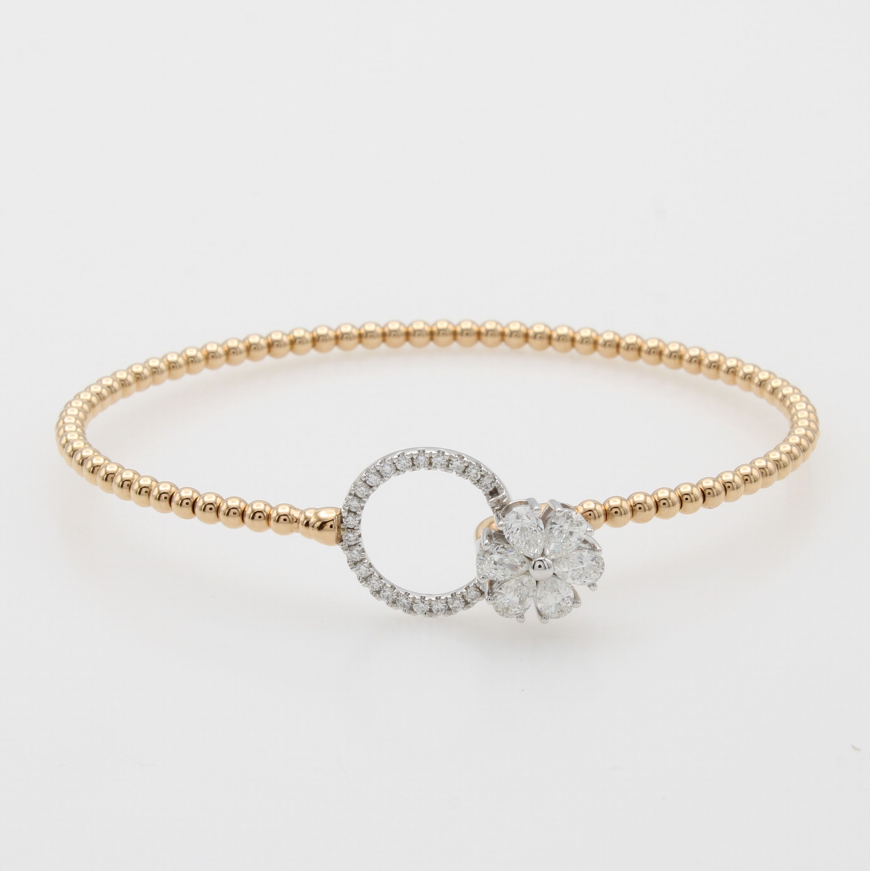 Image 27177730 - Armreif mit Diamanten und Brillanten, RG/WG 750/000, Kugeldesign, Diamanttropfen u. ...