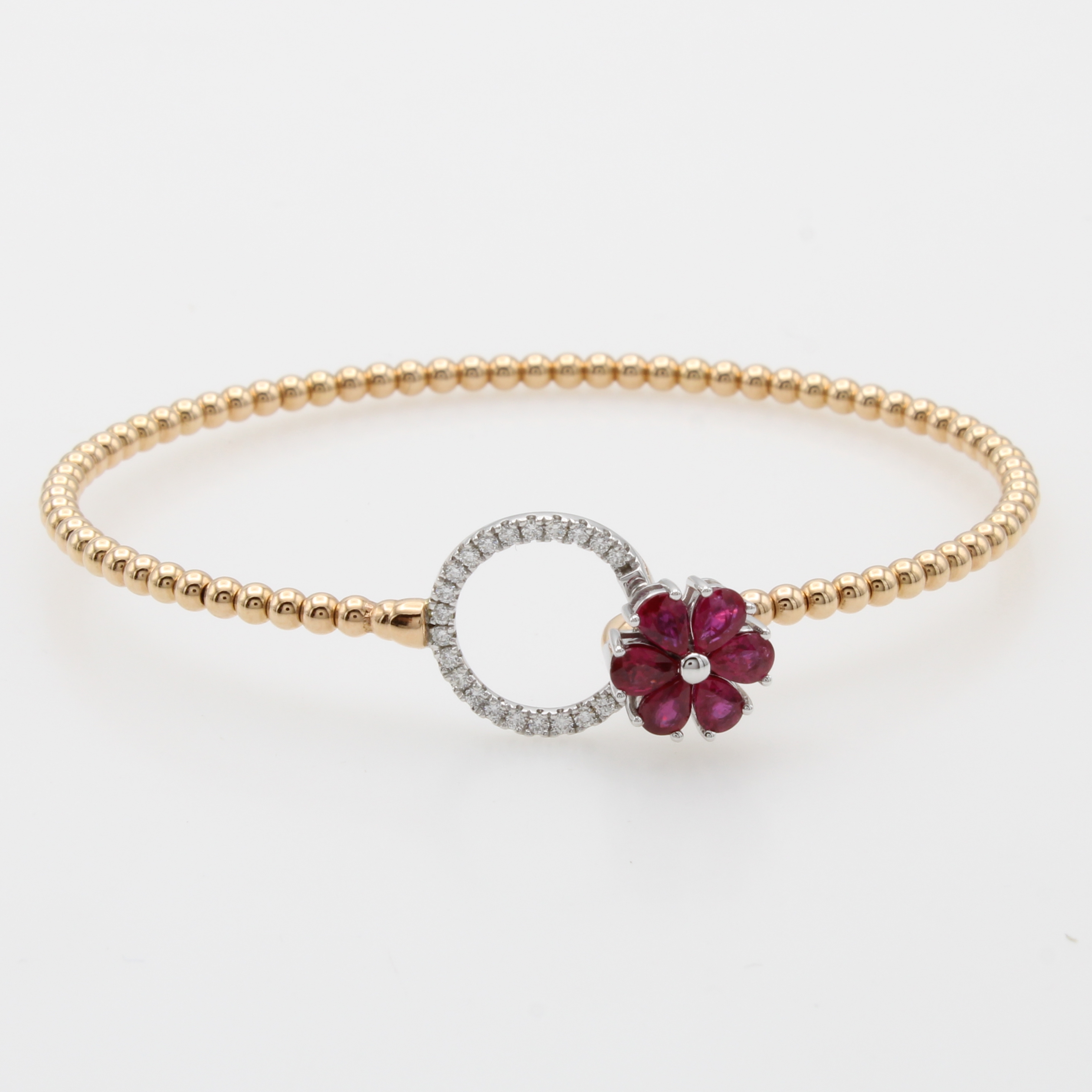 Image 27177731 - Armreif mit Rubinen und Brillanten, RG/WG 750/000, Kugeldesign, Rubintropfen zus. ca. ...