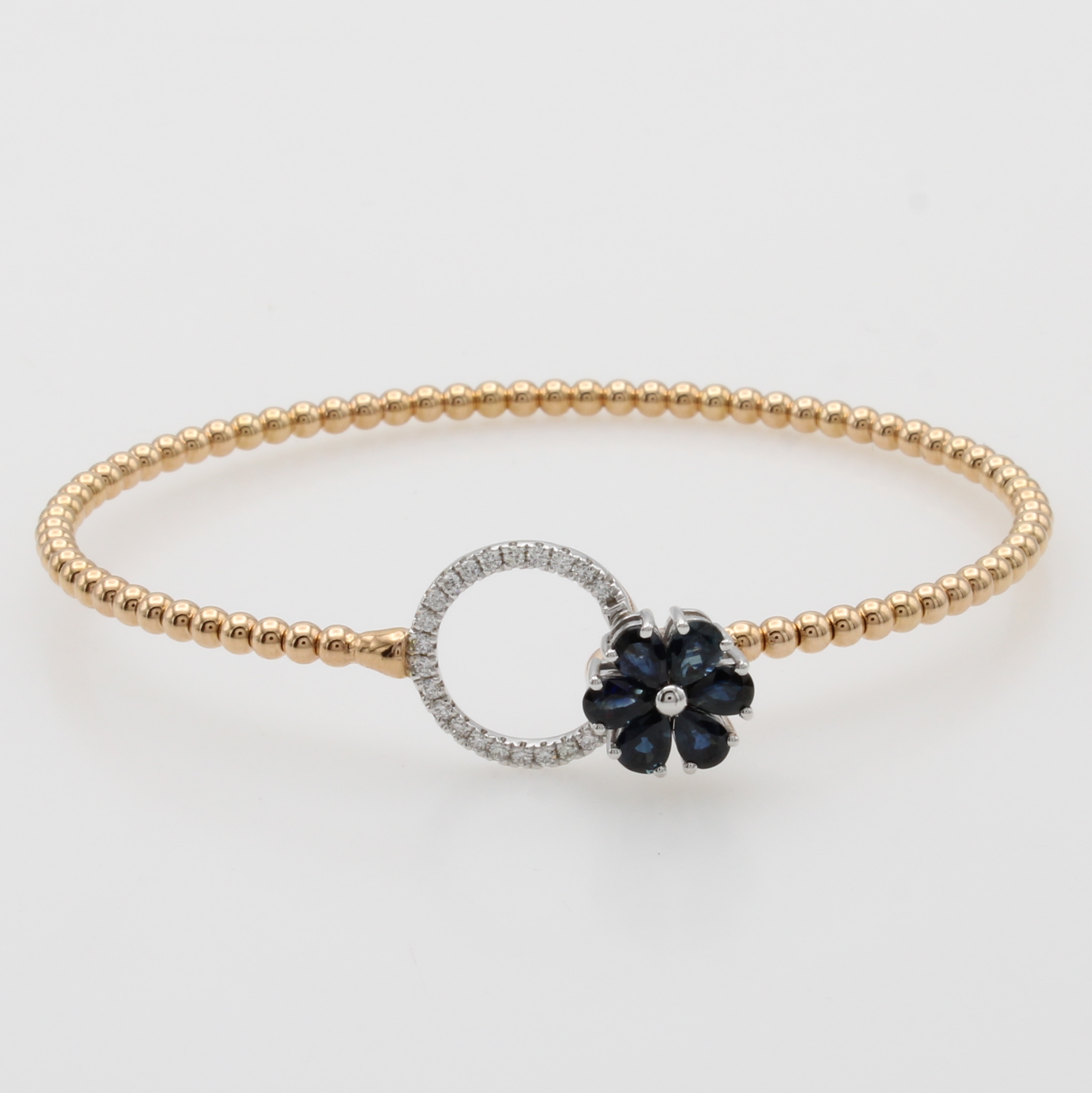 Image 27177732 - Armreif mit Saphiren und Brillanten, RG/WG 750/000, Kugeldesign, Saphirtropfen zus. ca. ...