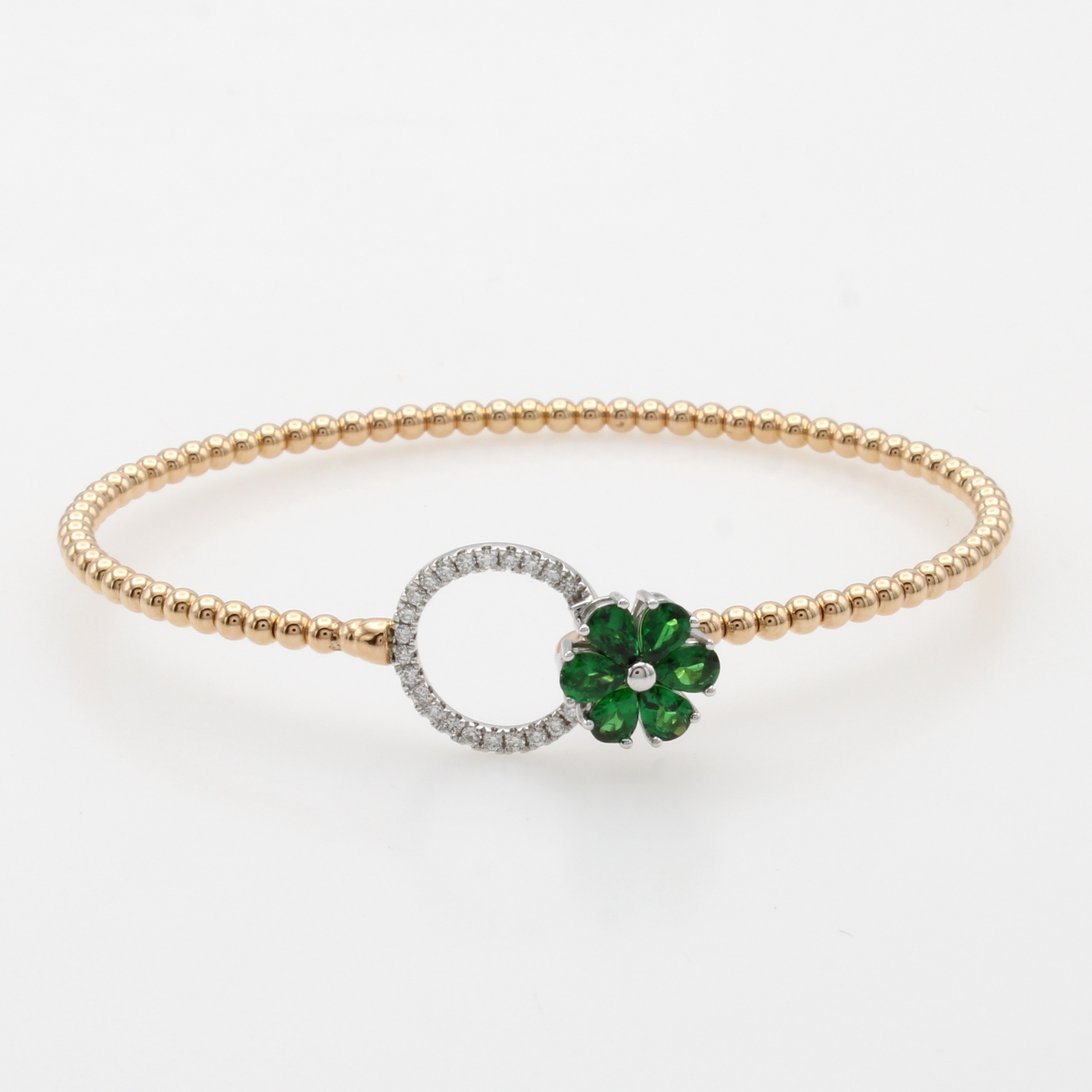 Image 27177733 - Armreif mit Tsavoriten und Brillanten, RG/WG 750/000, Kugeldesign, Tsavorittropfen zus. ...