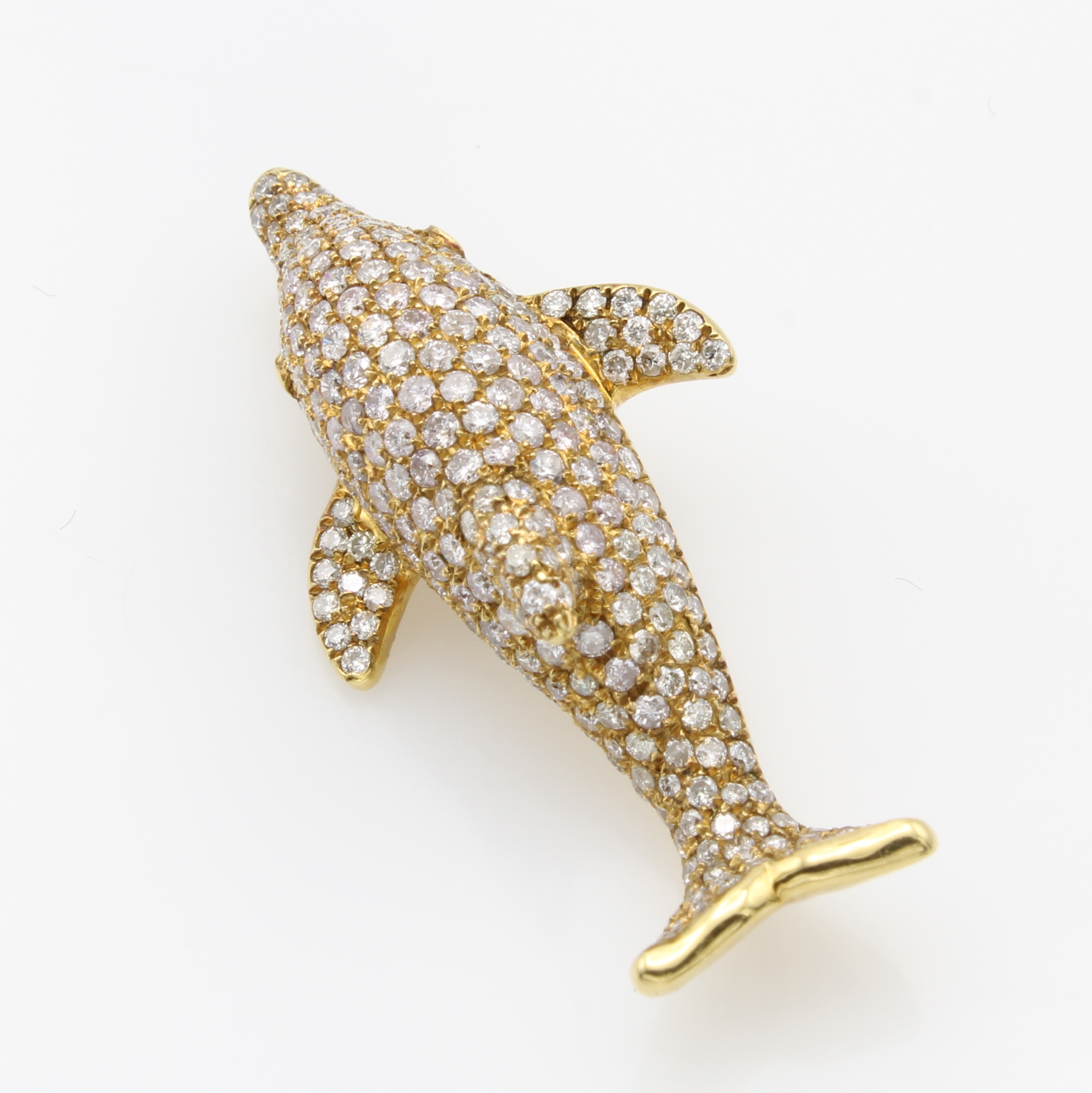 Image 27177752 - Anhänger ´Delphin´ mit Smaragden und Brillanten, GG 750/000, 2 Smaragde als Augen zus. ...