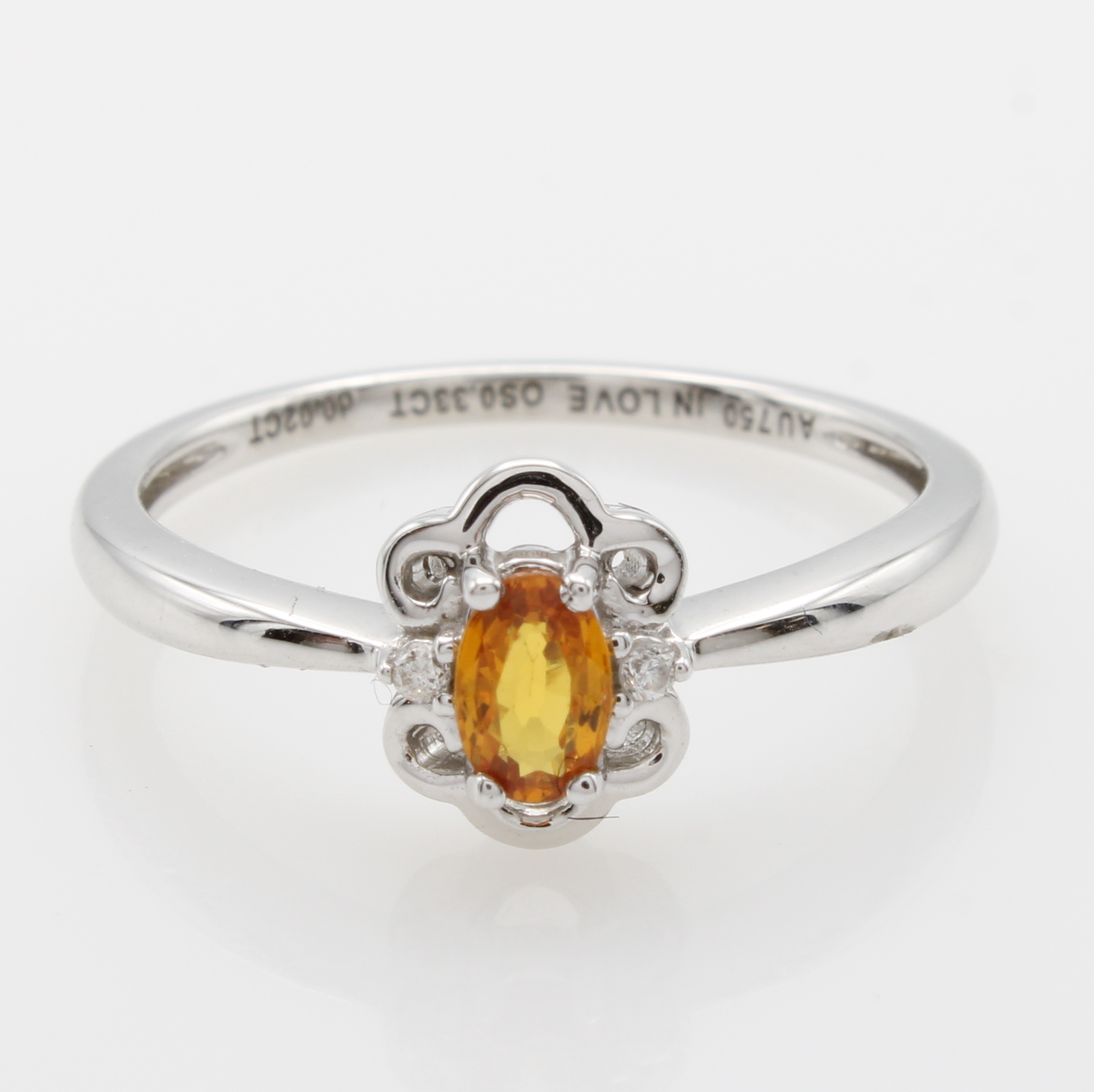 Image 27177756 - Ring mit Saphir und Brillanten, WG 750/000, orangef. Saphir ca. 0.33 ct, Brill. zus. ca. ...