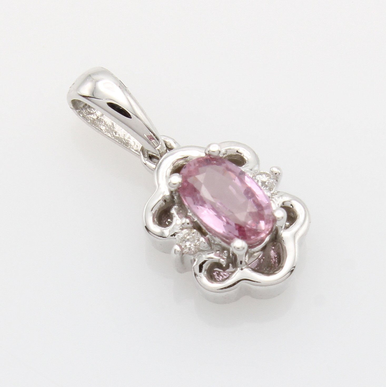 Image 27177758 - Anhänger mit Saphir und Brillanten, WG 750/ 000, rosa Saphir ca. 0.37 ct, Brill. zus. ...