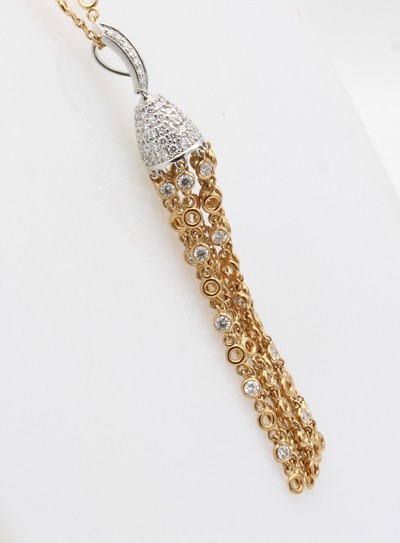 27177729a - Anhänger ´Quaste´ mit Brillanten an Kette, RG/WG 750/000, Brill. zus. ca. 2.10 ct ...