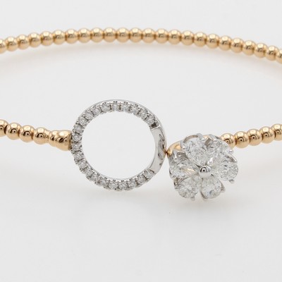 27177730a - Armreif mit Diamanten und Brillanten, RG/WG 750/000, Kugeldesign, Diamanttropfen u. ...