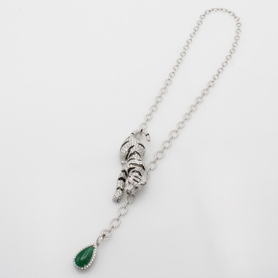 27177734a - Collier ´Tiger´ mit Farbsteinen und Brillanten, WG 750/000, 2 Rubine als Augen zus. ca. ...