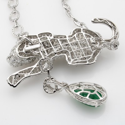 27177734d - Collier ´Tiger´ mit Farbsteinen und Brillanten, WG 750/000, 2 Rubine als Augen zus. ca. ...