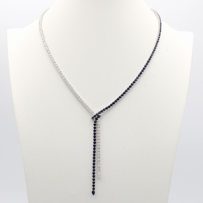 27177736a - Collier mit Saphiren, Diamant und Brillanten, WG 750/000, Saphire zus. ca. 11.53 ct, ...