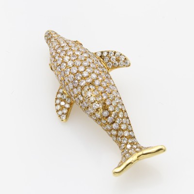Image Anhänger ´Delphin´ mit Smaragden und Brillanten, GG 750/000, 2 Smaragde als Augen zus. ...