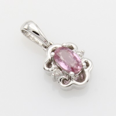 Image Anhänger mit Saphir und Brillanten, WG 750/ 000, rosa Saphir ca. 0.37 ct, Brill. zus. ...