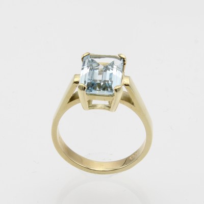 Image Ring mit Aquamarin, GG 585/000, Aquamarin Maße ca. 12x8 mm, RW ca. 56 Schätzpreis: ...