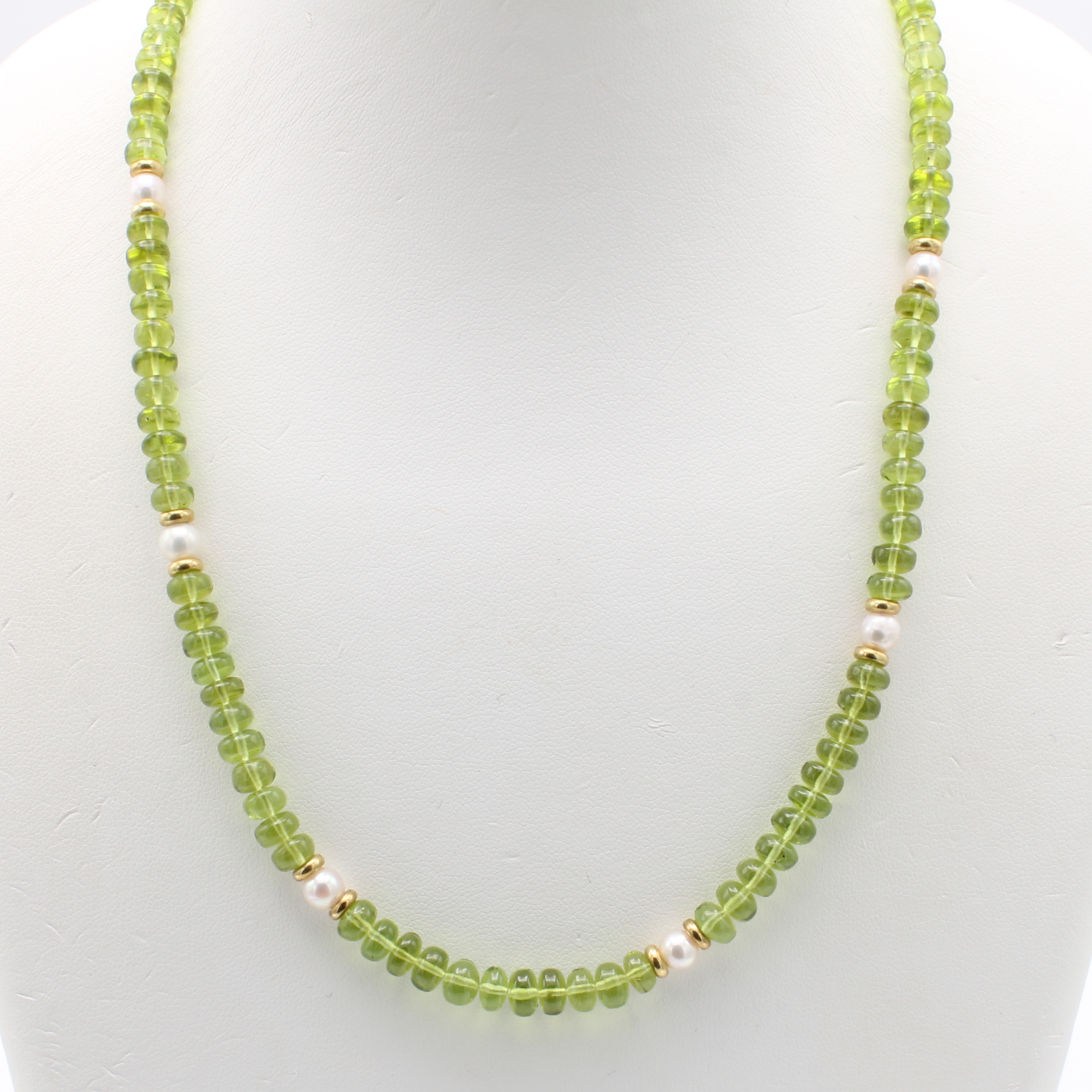 Image 27181029 - Kette mit Peridots und Süßwasserzuchtperlen, Karabinerschließe u. Zwischenrondelle ...