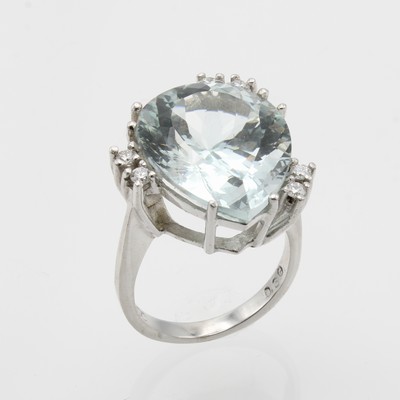 Image Ring mit Edeltopas und Brillanten, WG 585/ 000, 6 Brill. zus. ca. 0.30 ct feines ...