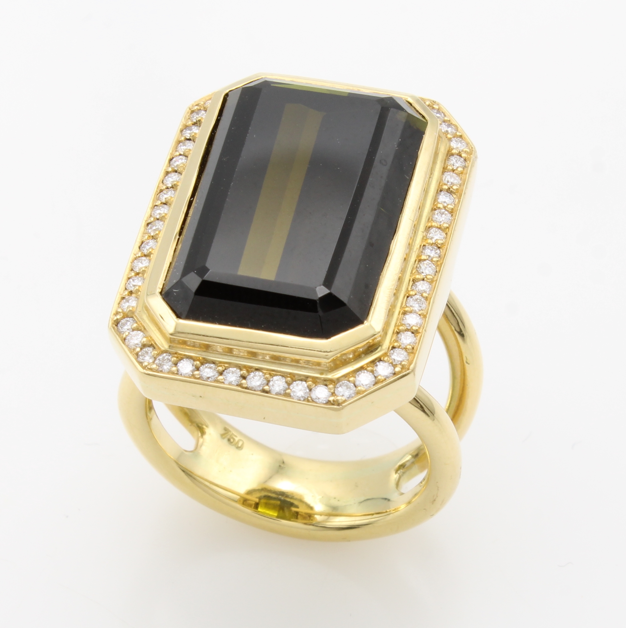 Image 27181180 - Ring mit Turmalin und Brillanten, GG 750/000, achteckiger, grüner Turmalin ca. 23.72 ct ...