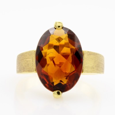 Image Ring mit Citrin, GG 585/000, z.T. matt., ovaler Citrin ca. 5 ct, RW ca. 54 Schätzpreis: ...