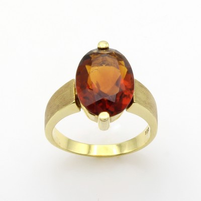 27181503a - Ring mit Citrin, GG 585/000, z.T. matt., ovaler Citrin ca. 5 ct, RW ca. 54 Schätzpreis: ...