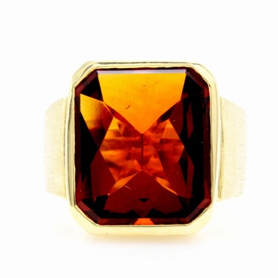 Image Ring mit Citrin, GG 585/000, z.T. matt., achteckiger Citrin ca. 8.6 ct, RW ca. 58 ...