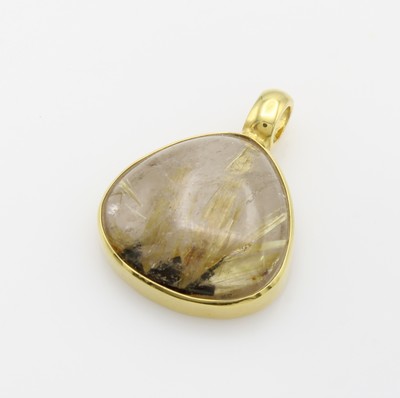 Image Anhänger mit Rutilquarz, GG 585/000, Rutilquarz in glatter Fassung ca. 16.1 ct ...