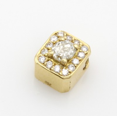 Image Anhänger mit Diamanten, GG 750/000, Mittelstein ca. 0.39 ct Braun/p, Besatzdiam. zus. ...