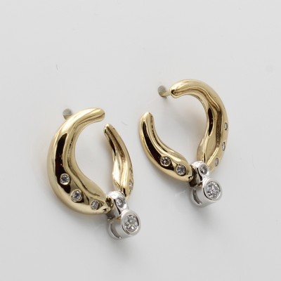 27182699a - Paar Ohrstecker mit Brillanten, GG/WG 585/ 000, Brill. zus. ca. 0.26 ct Weiß/si ...